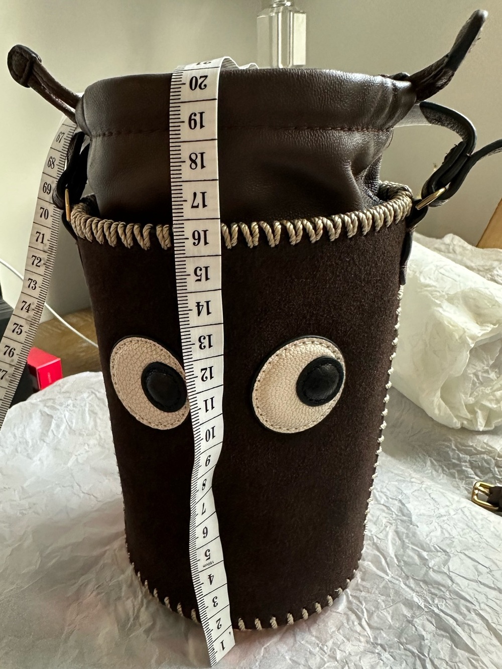 Anya Hindmarch eyes Brown Suede Bucket Crossbody - Picture 6 of 13